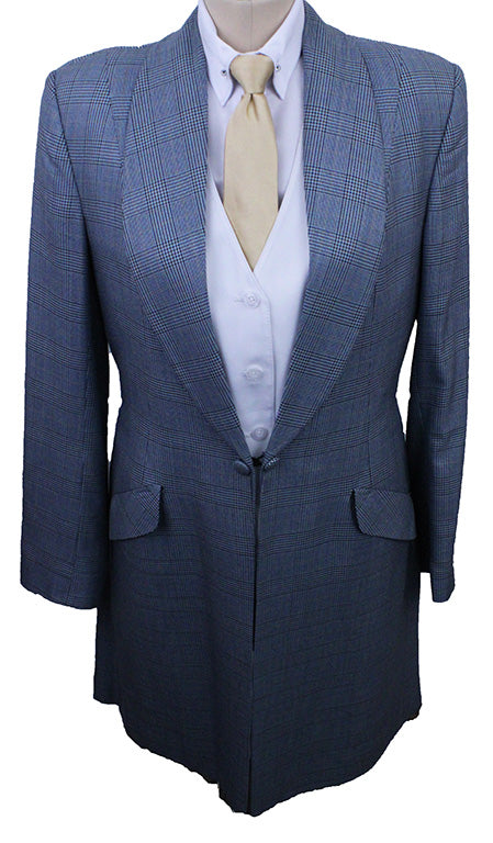 Day Coat Marsha DeArriaga Light Blue Glenplaid with Copper Windowpane
