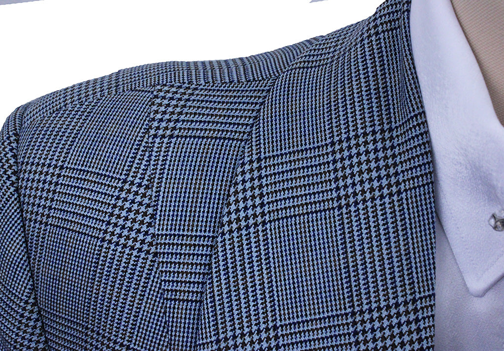 Day Coat Marsha DeArriaga Light Blue Glenplaid with Copper Windowpane