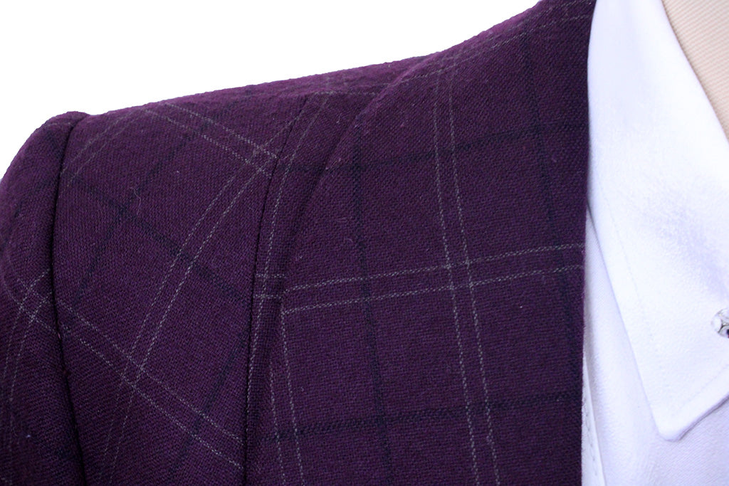 Day Coat Frierson Berry with Gold and Black Windowpane