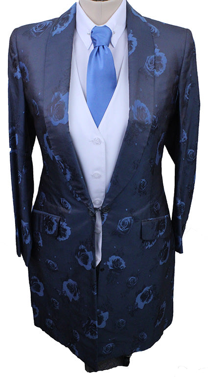 Day Coat Frierson Blue Floral Brocade