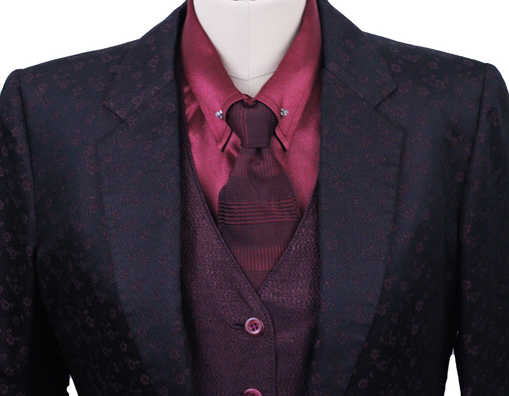 Day Coat Show Season Black Cherry Floral Shimmer Brocade