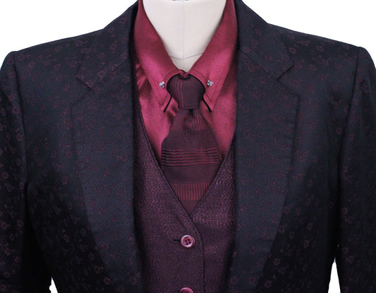 Day Coat Show Season Black Cherry Floral Shimmer Brocade