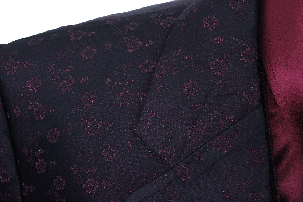 Day Coat Show Season Black Cherry Floral Shimmer Brocade
