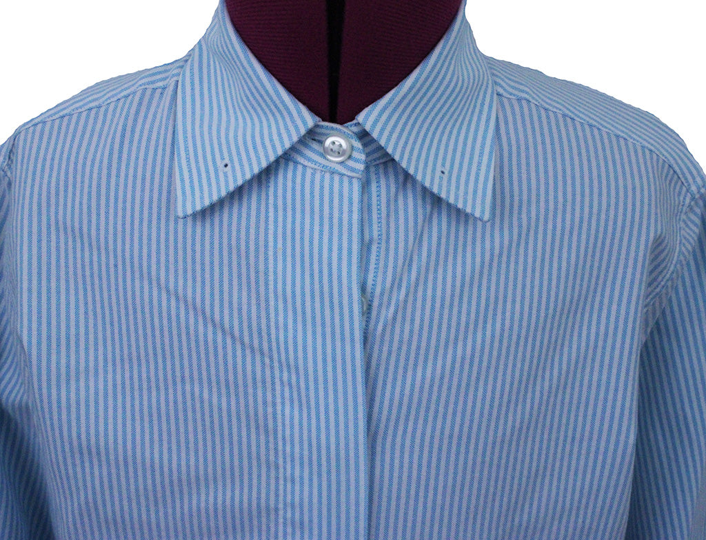 Shirt DeRegnaucourt Aqua and White Stripe