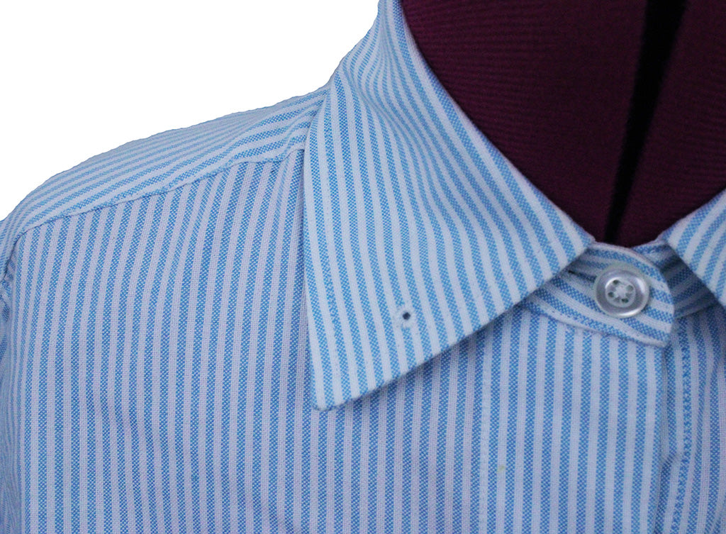 Shirt DeRegnaucourt Aqua and White Stripe