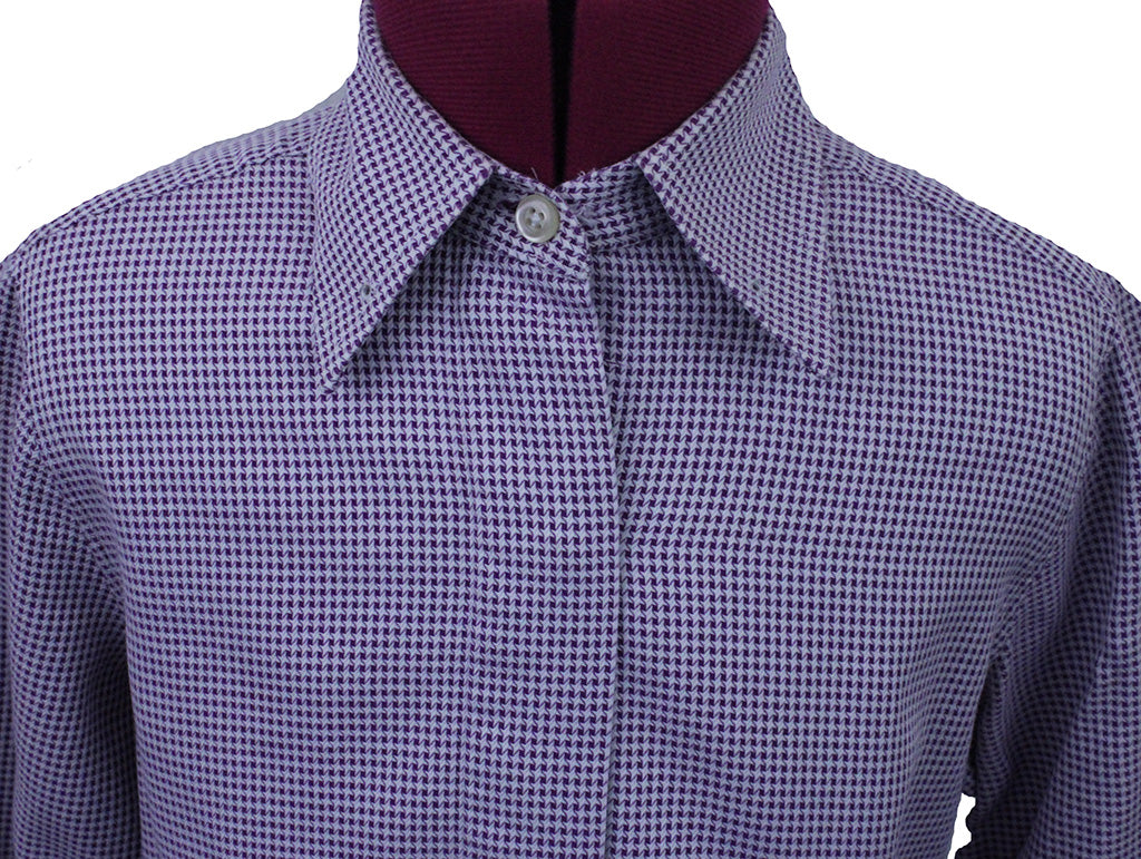 Shirt DeRegnaucourt White and Purple Houndstooth