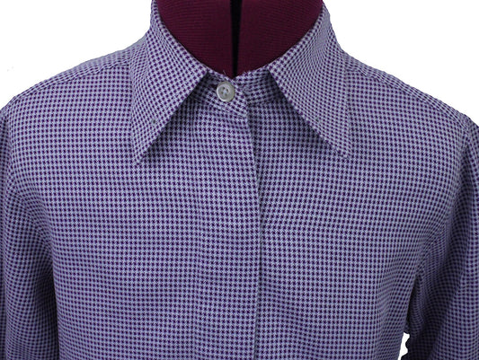 Shirt DeRegnaucourt White and Purple Houndstooth