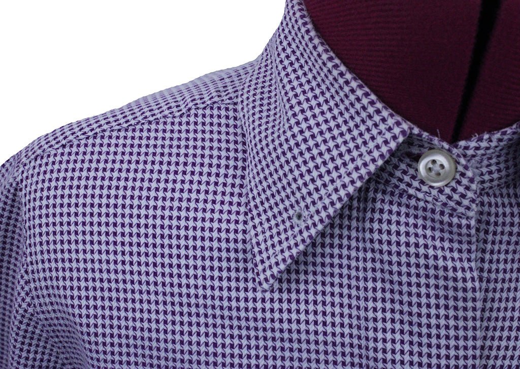Shirt DeRegnaucourt White and Purple Houndstooth