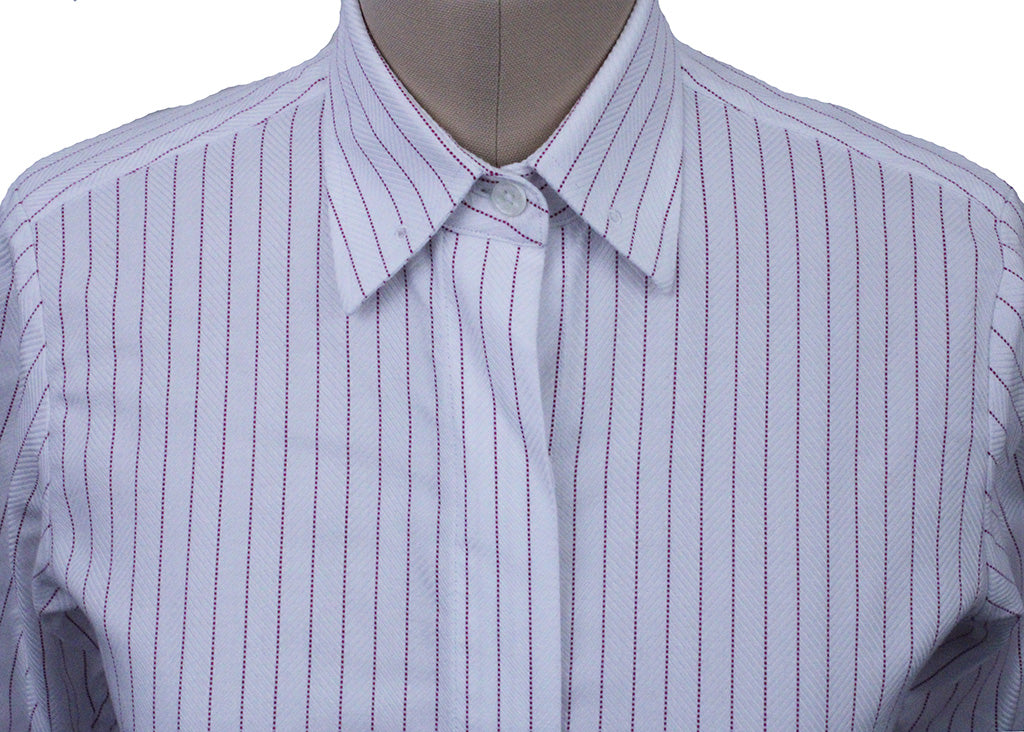 Shirt Issued By Ellie May White with Pink Stripe