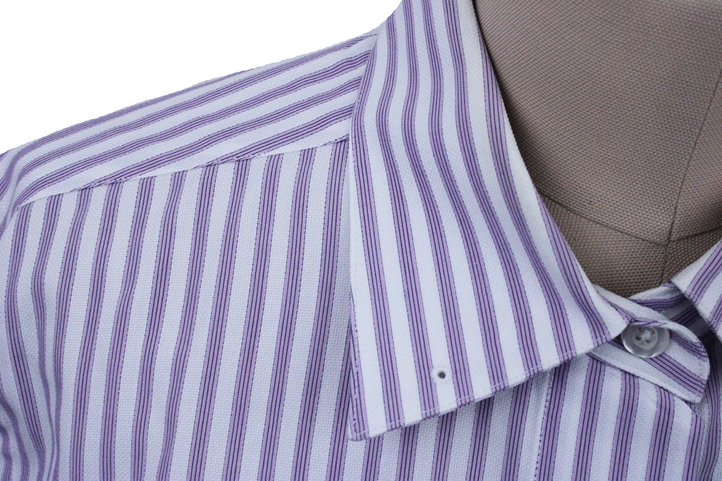 Shirt Frierson White with Purple Stripe