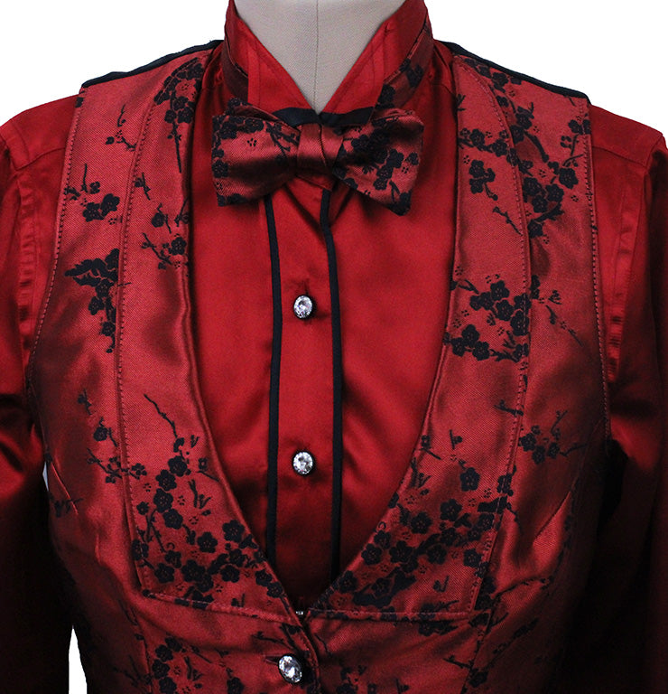 BRAND NEW! Show Season Red and Black Floral Brocade Formal Set