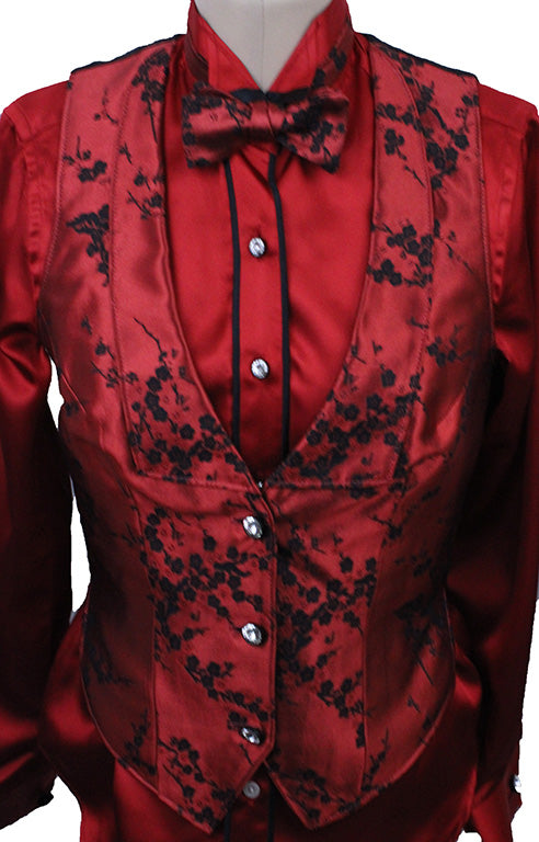 BRAND NEW! Show Season Red and Black Floral Brocade Formal Set