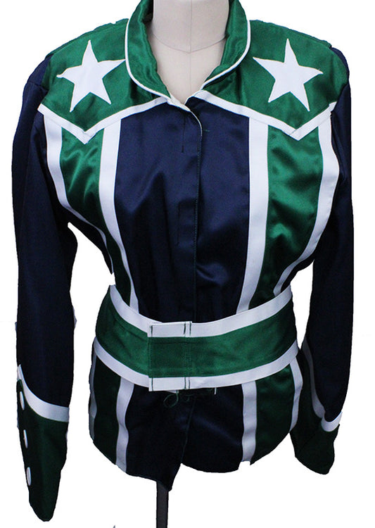 Road Silks Navy and Green with White Piping and Stars