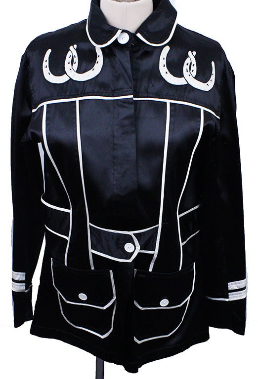 Road Silks Custom Black and White with Horseshoes