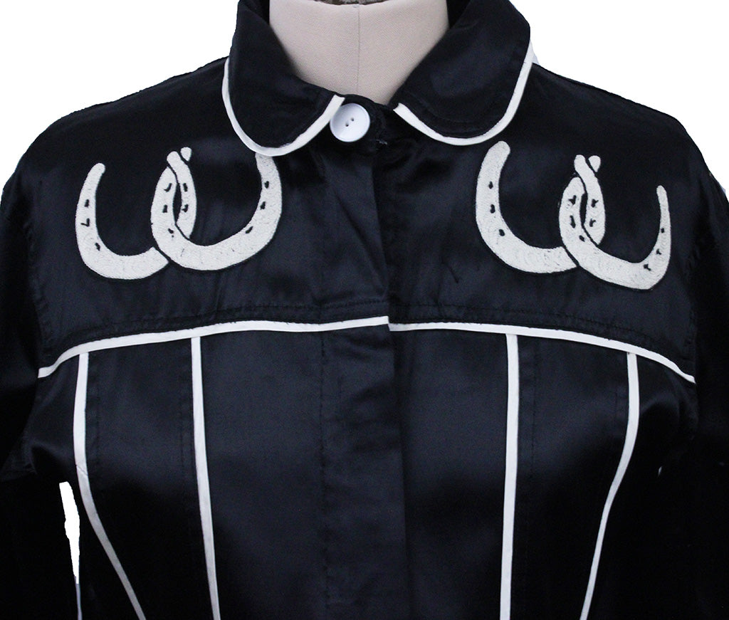 Road Silks Custom Black and White with Horseshoes