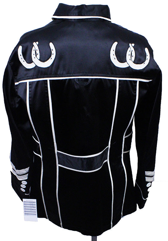 Road Silks Custom Black and White with Horseshoes