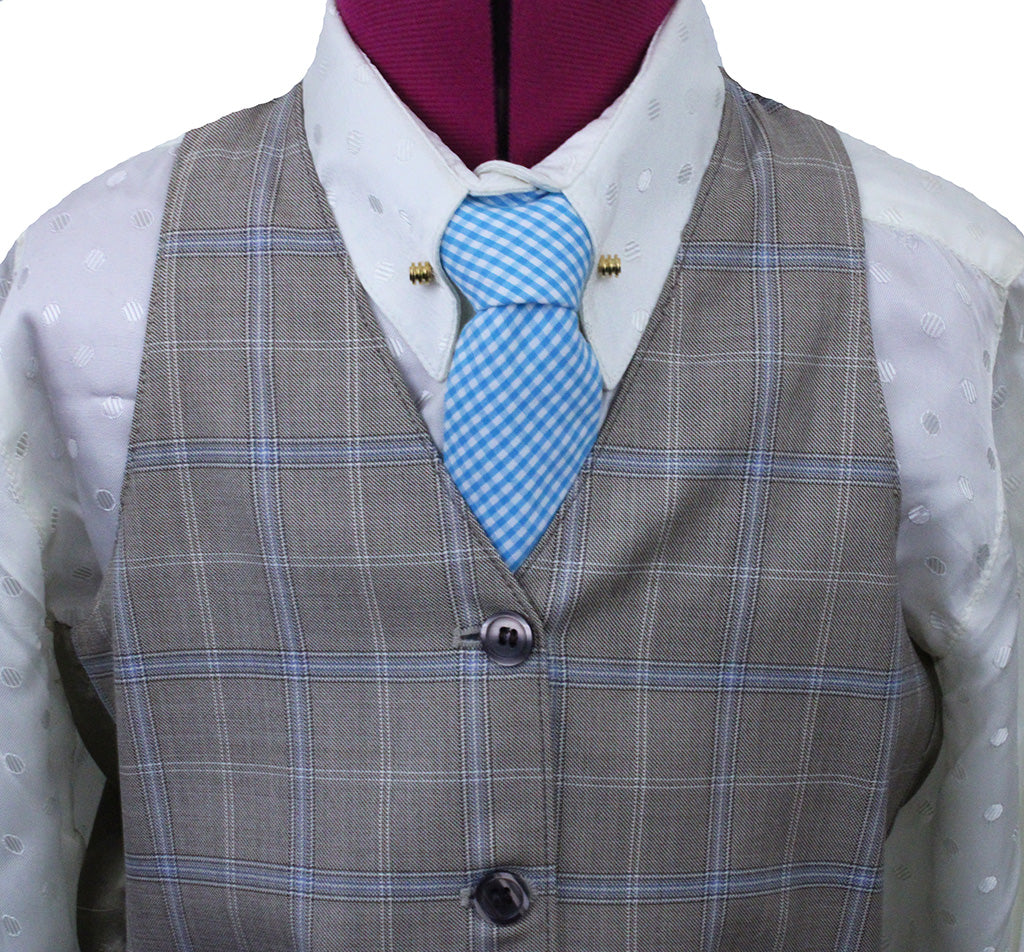 Vest Becker Brothers Tan with Light Blue Windowpane