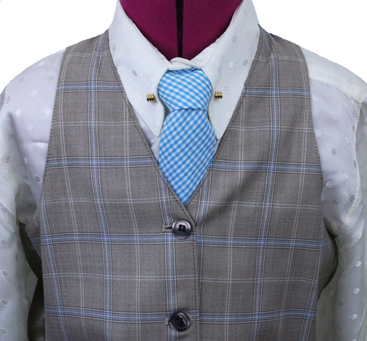 Vest Becker Brothers Tan with Light Blue Windowpane