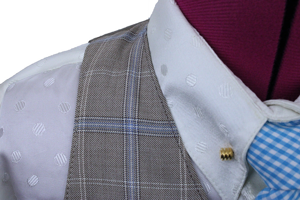 Vest Becker Brothers Tan with Light Blue Windowpane