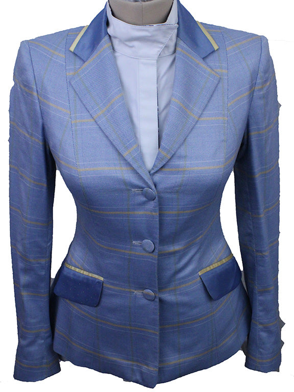 BRAND NEW! Show Season Light Blue with Yellow Glenplaid Hunt Coat