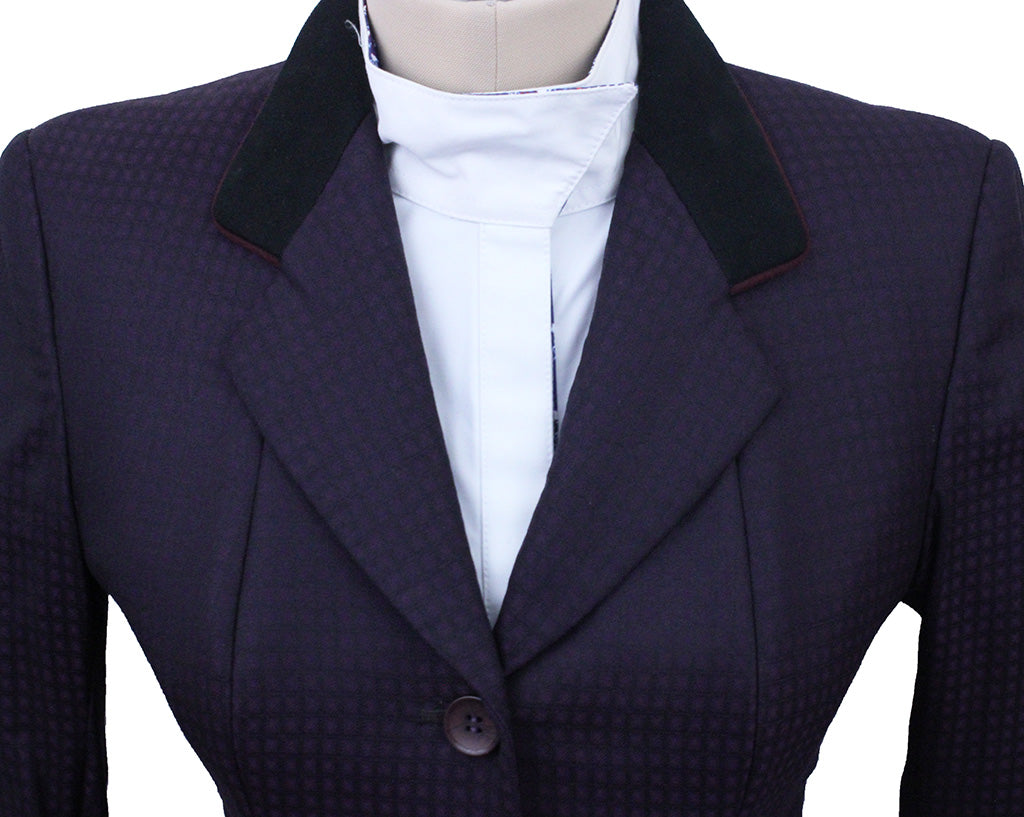 Hunt Coat Marsha DeArriaga Plum and Black Shadow Square