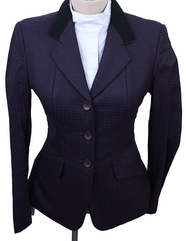 Hunt Coat Marsha DeArriaga Plum and Black Shadow Square