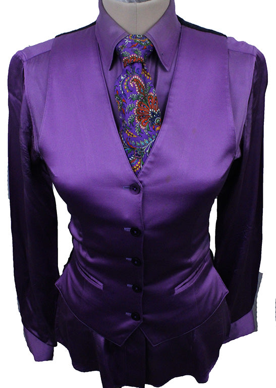 Vest and Shirt Combination DeRegnaucourt Purple Satin
