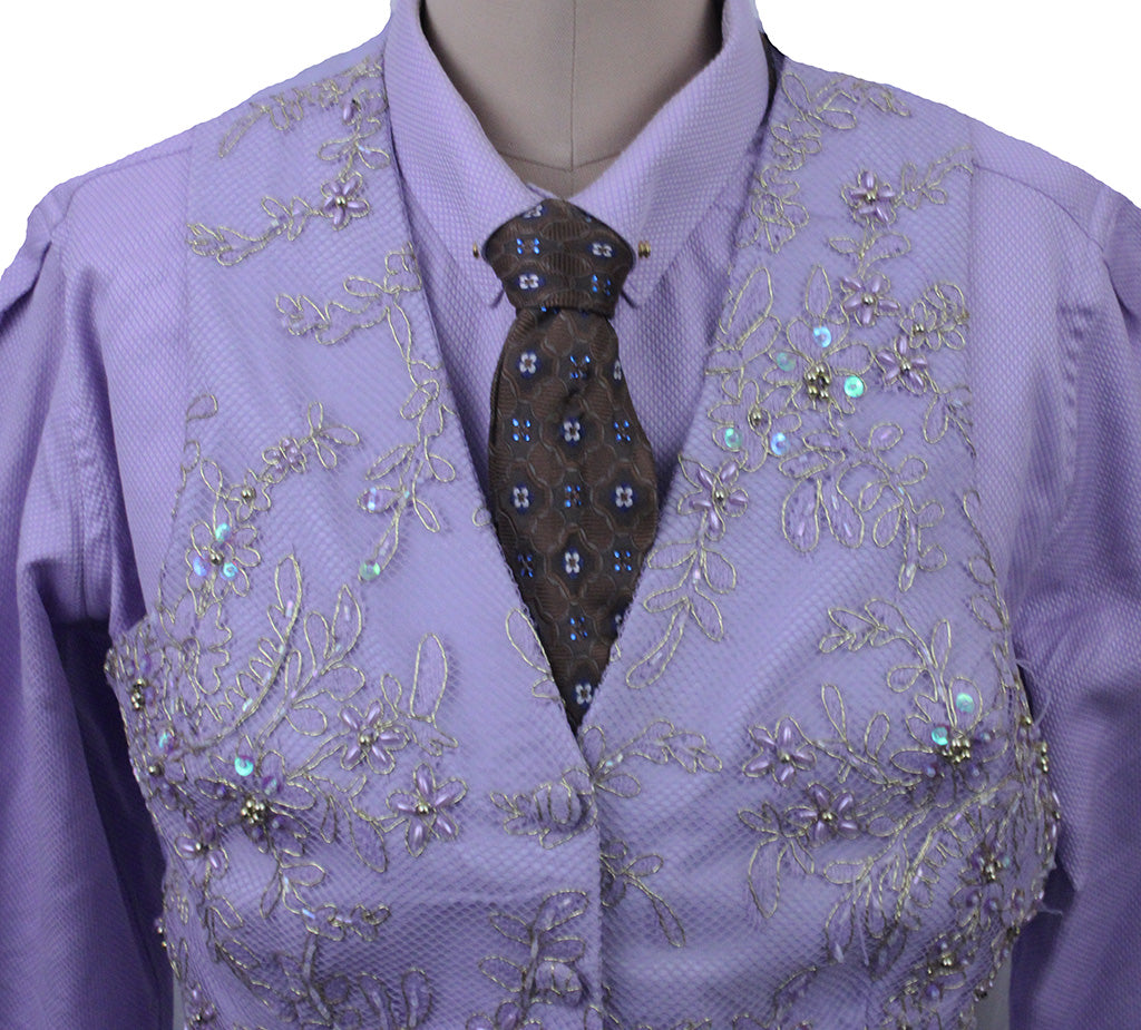 Vest and Shirt Combination Purple Beaded Applique