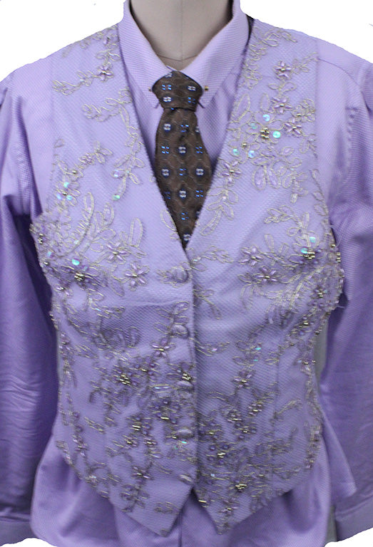 Vest and Shirt Combination Purple Beaded Applique
