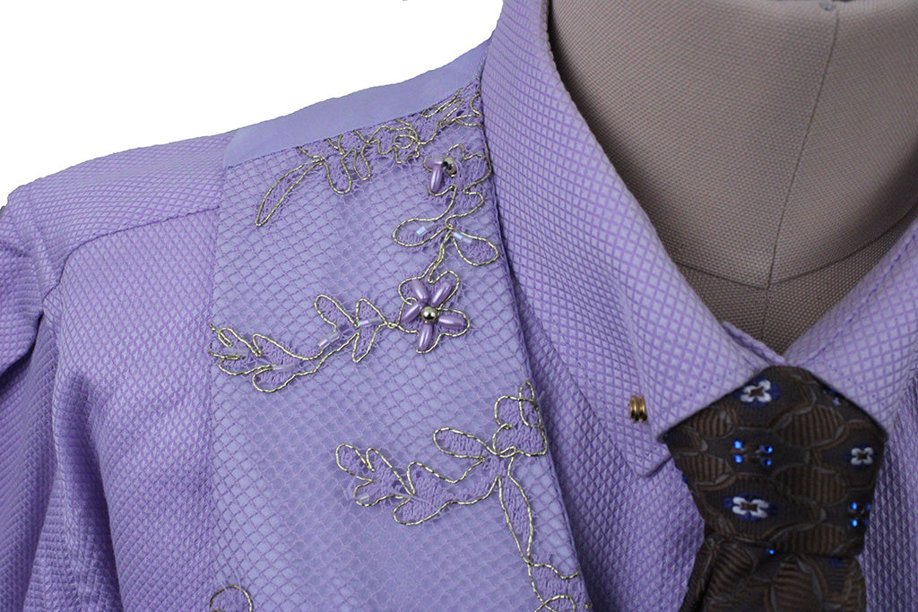 Vest and Shirt Combination Purple Beaded Applique