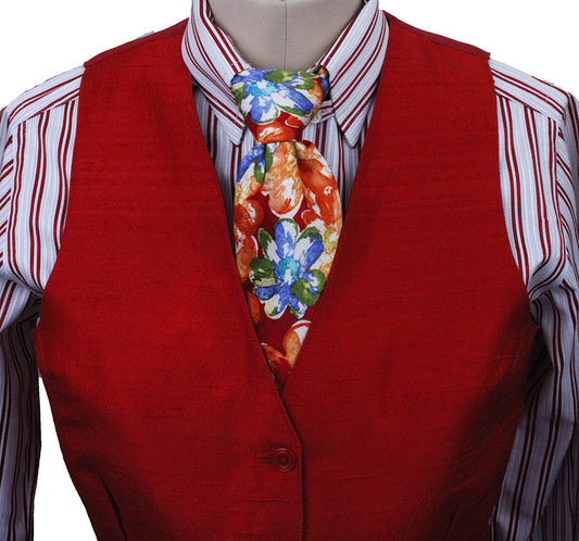 Vest Custom Red Silk