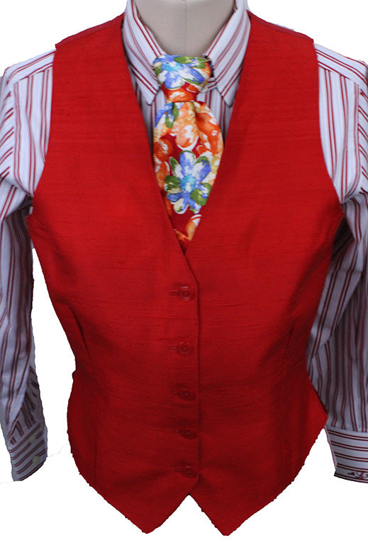 Vest Custom Red Silk