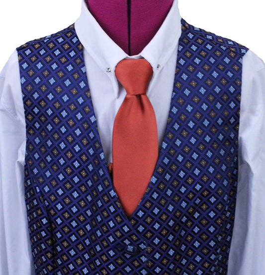 Vest Sterling Navy with Light Blue and Copper Diamond