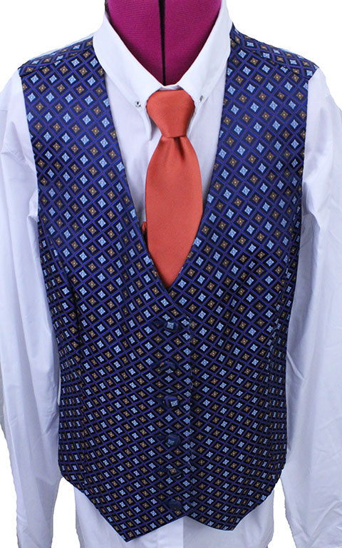 Vest Sterling Navy with Light Blue and Copper Diamond