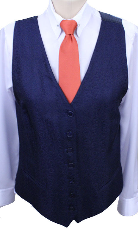 Vest DeRegnaucourt Navy Floral Brocade