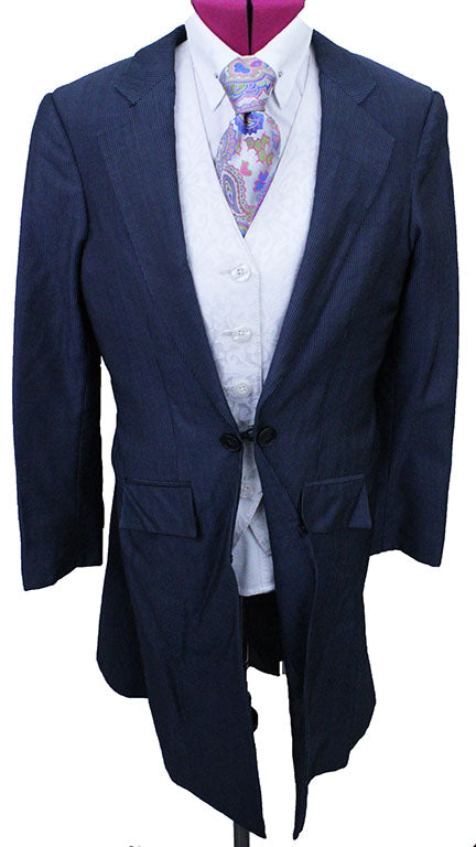 Day Suit DeRegnaucourt Steel Blue with Light Blue Pinstripe