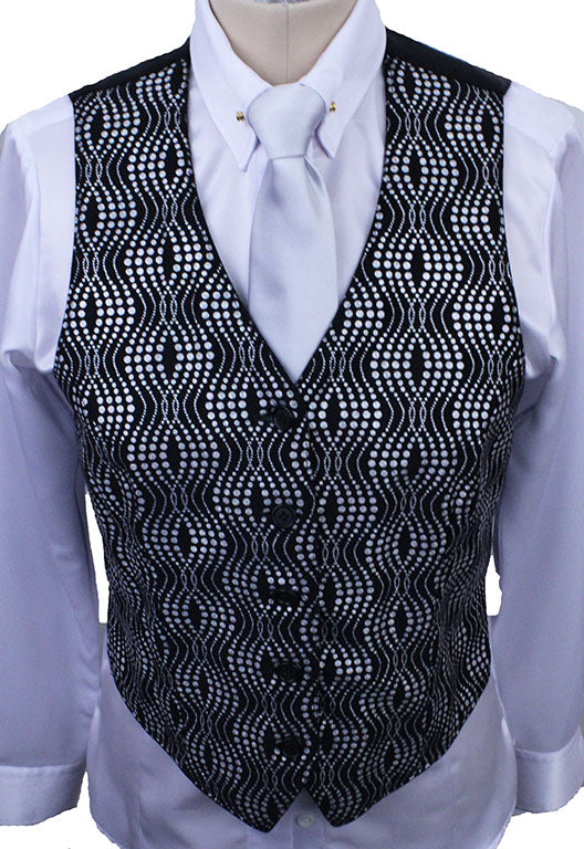 Vest Show Season Reversible Black Shimmer and White Dot Swirl