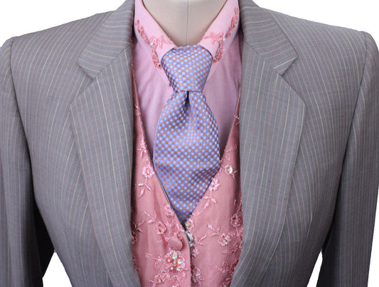 Day Suit Show Season Tan with Pink, Coral, Yellow Pinstripe