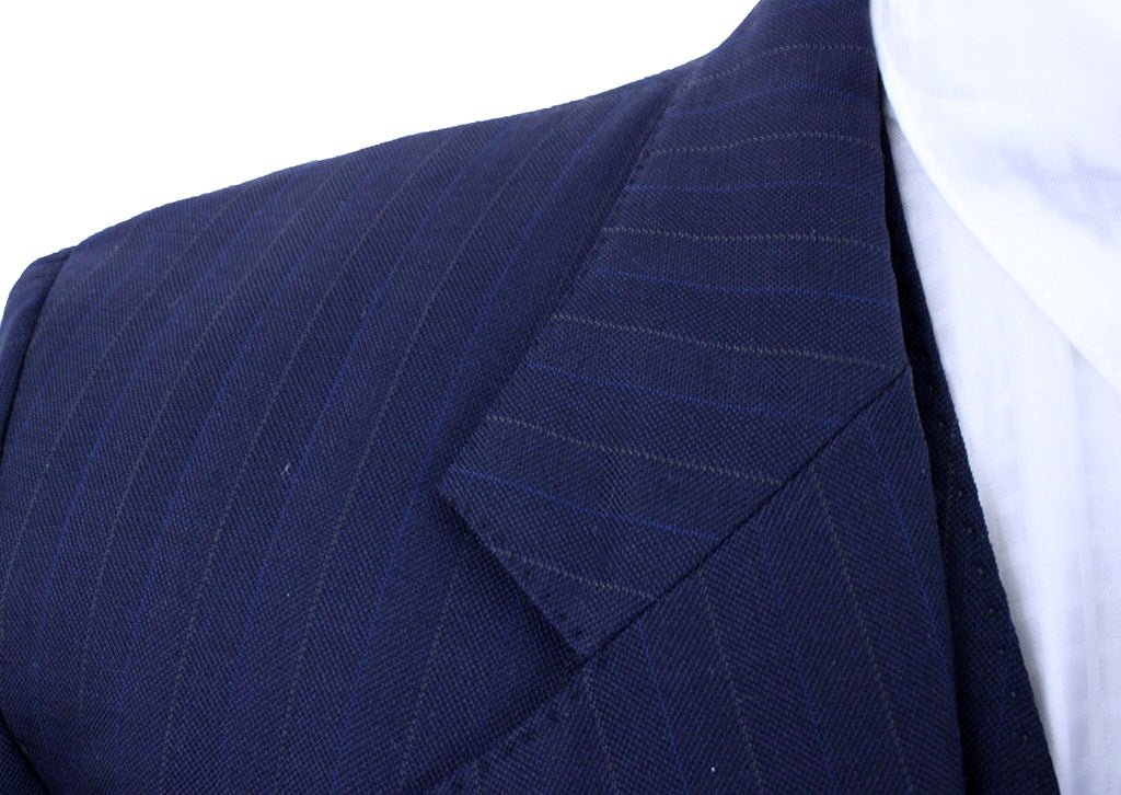 Men's Suit LeCheval Navy with Blue and Gold Pinstripe