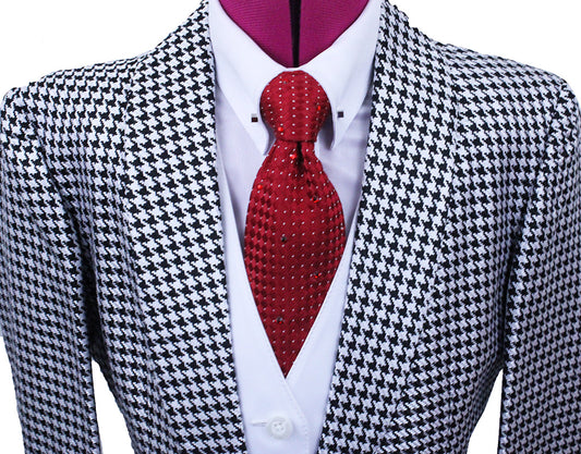 BRAND NEW! Becker Brothers Silver, White, and Black Houndstooth