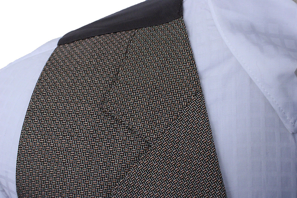 Men's Vest DeRegnaucourt Champagne and Aqua Basketweave