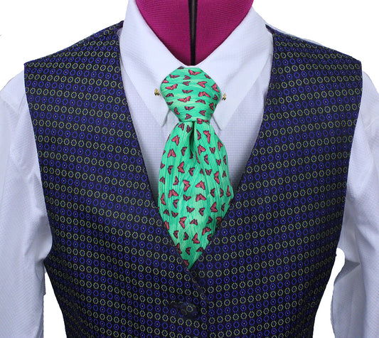 Vest Sterling Blue and Lime Circle Vest