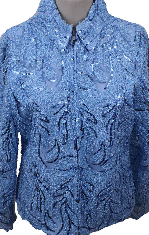 Western Top Light Blue Sequin Applique
