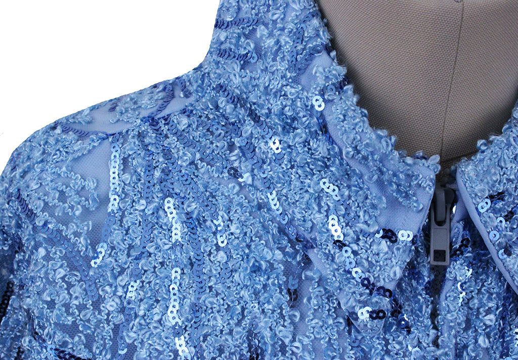 Western Top Light Blue Sequin Applique