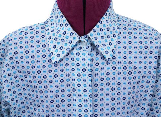 Shirt Issued By Ellie May Aqua and Blue Flower
