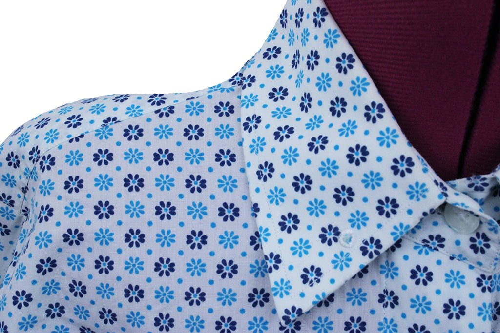 Shirt Issued By Ellie May Aqua and Blue Flower