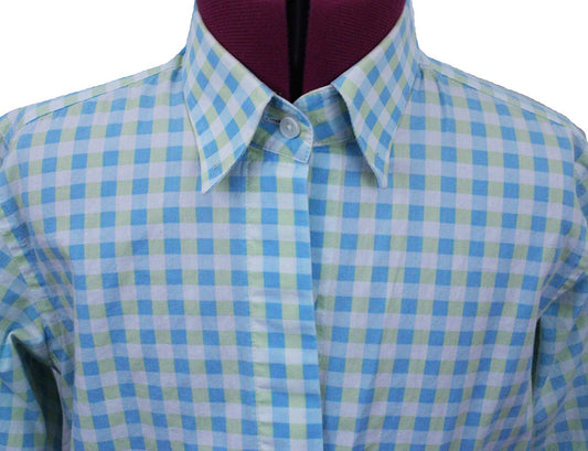 Shirt Custom Sage and Blue Gingham