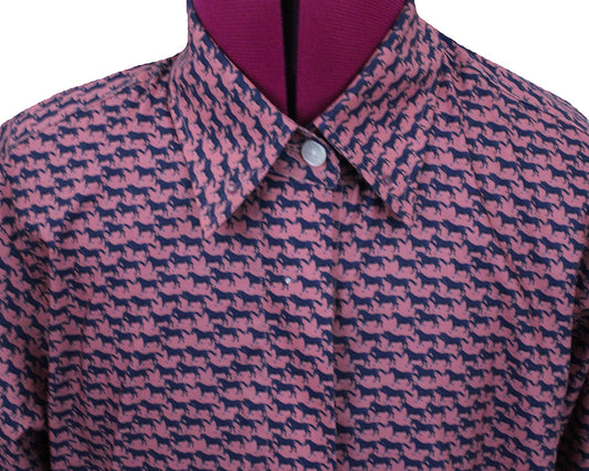 Shirt Issued By Ellie May Pink and Navy Horses
