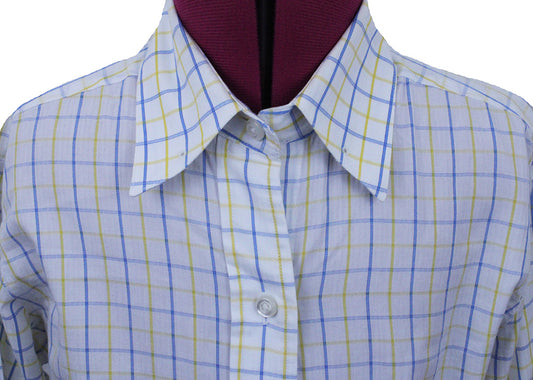 Shirt Becker Brothers White with Blue and Yellow Box Plaid