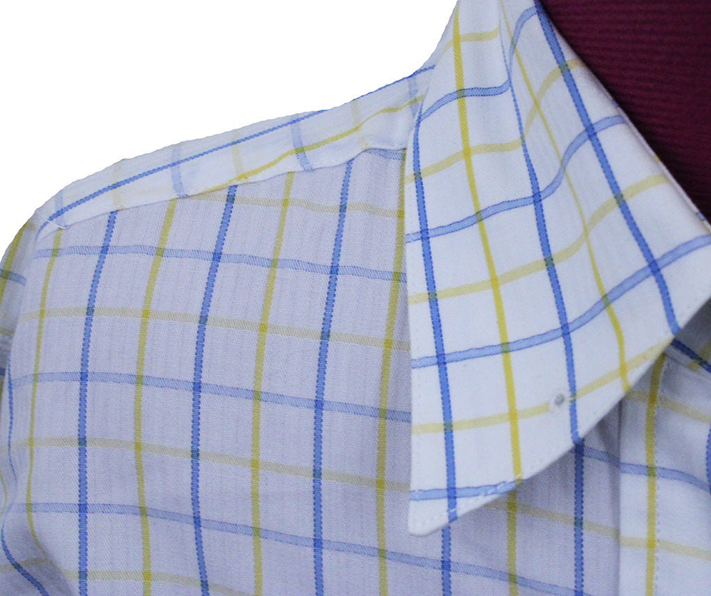 Shirt Becker Brothers White with Blue and Yellow Box Plaid